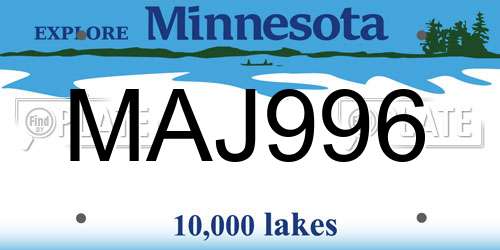MAJ996 Minnesota License Plate