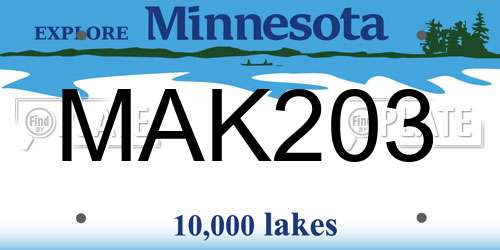 MAK203 Minnesota License Plate