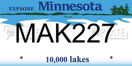 MAK227 Minnesota License Plate