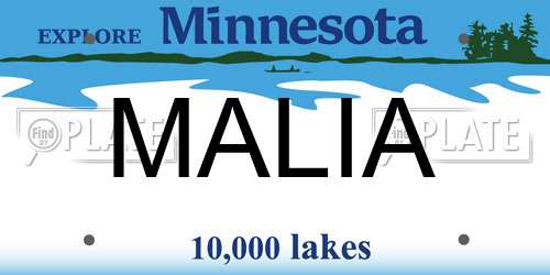 MALIA Minnesota License Plate