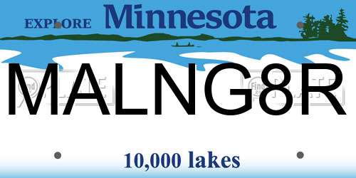 MALNG8R Minnesota License Plate