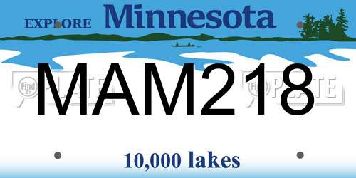 MAM218 Minnesota License Plate