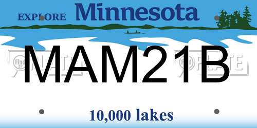 MAM21B Minnesota License Plate