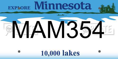 MAM354 Minnesota License Plate