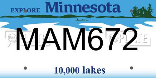 MAM672 Minnesota License Plate
