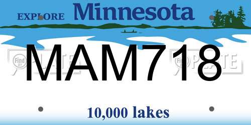 MAM718 Minnesota License Plate