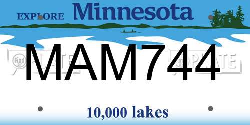 MAM744 Minnesota License Plate