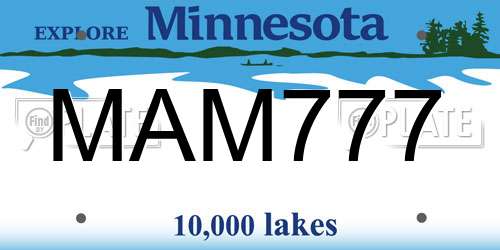 MAM777 Minnesota License Plate