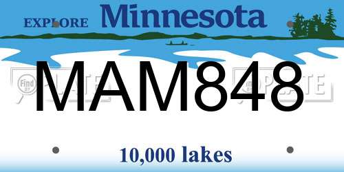 MAM848 Minnesota License Plate