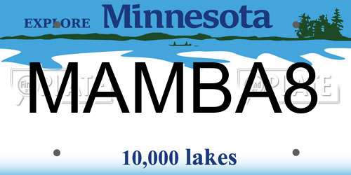 MAMBA8 Minnesota License Plate
