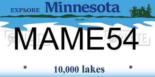 MAME54 Minnesota License Plate