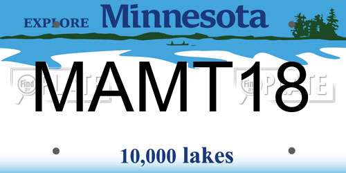 MAMT18 Minnesota License Plate