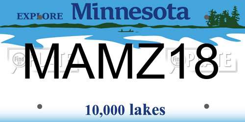 MAMZ18 Minnesota License Plate