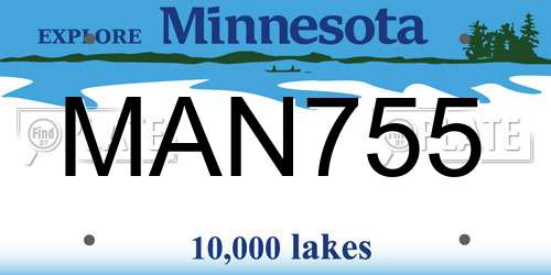 MAN755 Minnesota License Plate