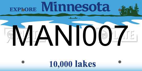 MANI007 Minnesota License Plate
