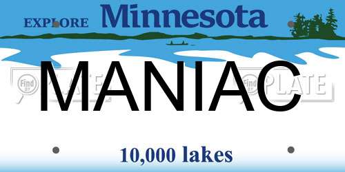 MANIAC Minnesota License Plate