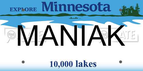 MANIAK Minnesota License Plate