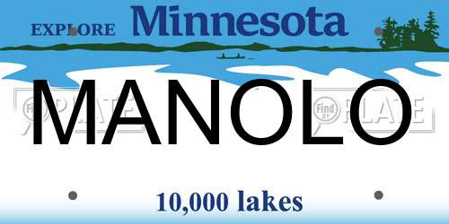 MANOLO Minnesota License Plate