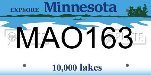 MAO163 Minnesota License Plate