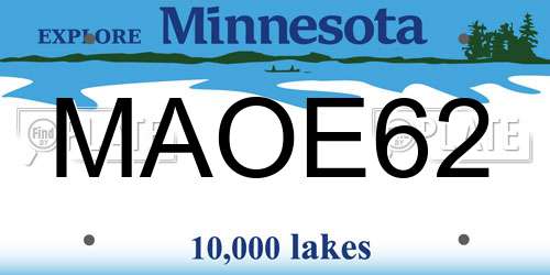 MAOE62 Minnesota License Plate