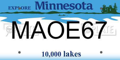 MAOE67 Minnesota License Plate