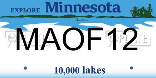 MAOF12 Minnesota License Plate