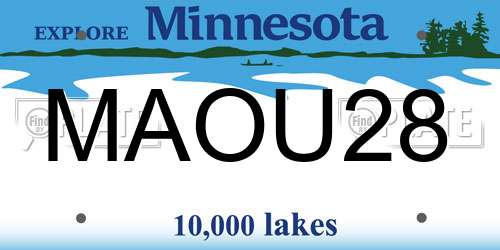 MAOU28 Minnesota License Plate