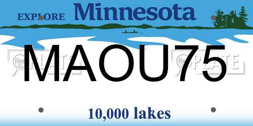MAOU75 Minnesota License Plate