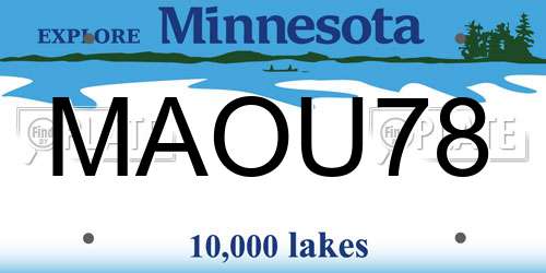 MAOU78 Minnesota License Plate