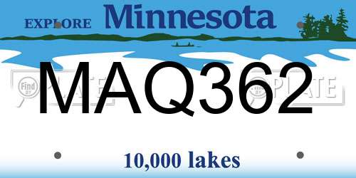 MAQ362 Minnesota License Plate