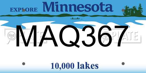 MAQ367 Minnesota License Plate