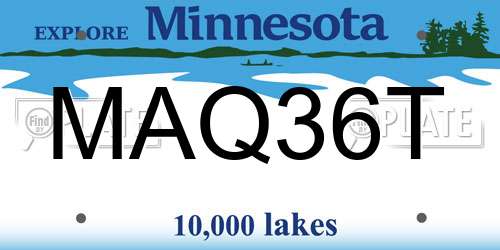 MAQ36T Minnesota License Plate