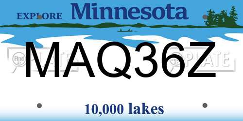 MAQ36Z Minnesota License Plate