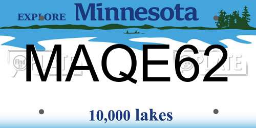 MAQE62 Minnesota License Plate
