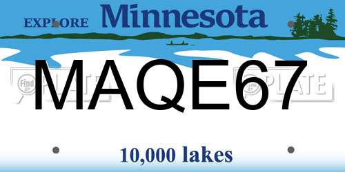 MAQE67 Minnesota License Plate