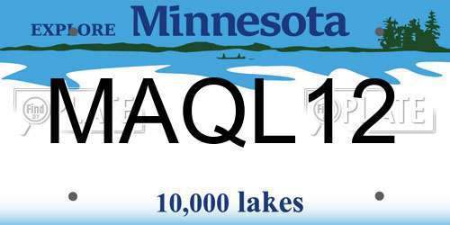 MAQL12 Minnesota License Plate
