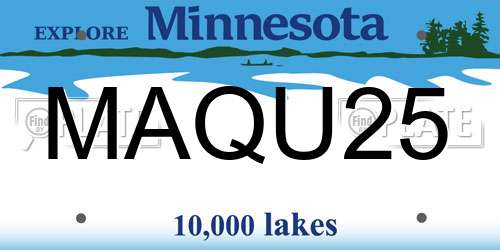 MAQU25 Minnesota License Plate