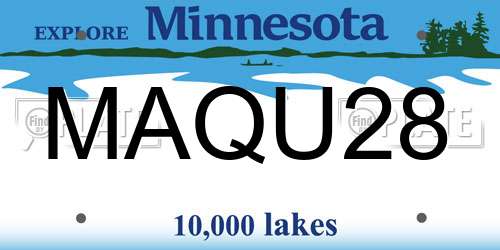 MAQU28 Minnesota License Plate