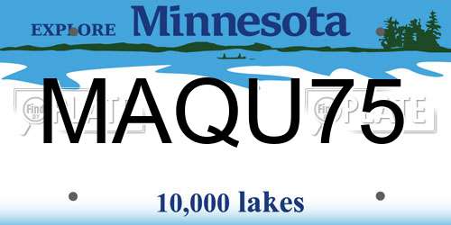 MAQU75 Minnesota License Plate