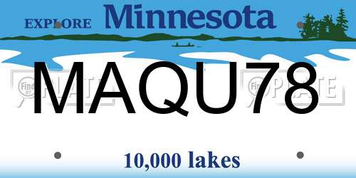 MAQU78 Minnesota License Plate