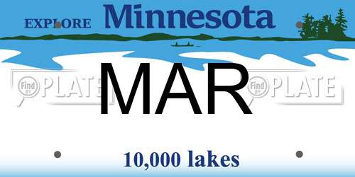 MAR Minnesota License Plate