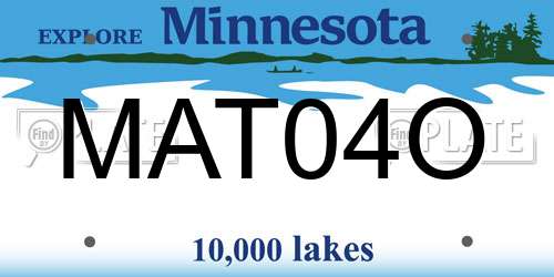 MAT04O Minnesota License Plate