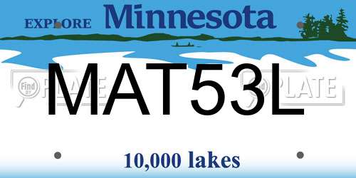 MAT53L Minnesota License Plate