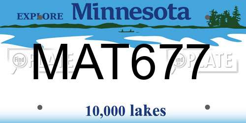 MAT677 Minnesota License Plate