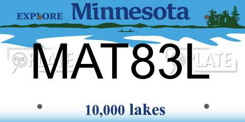 MAT83L Minnesota License Plate