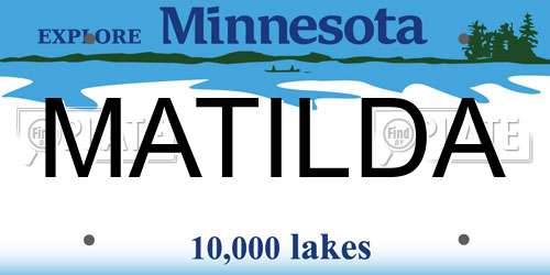MATILDA Minnesota License Plate