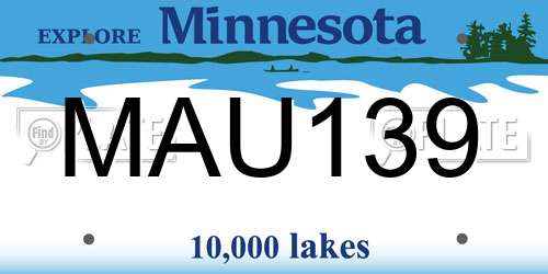 MAU139 Minnesota License Plate