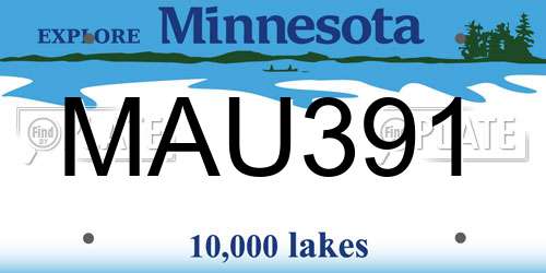 MAU391 Minnesota License Plate