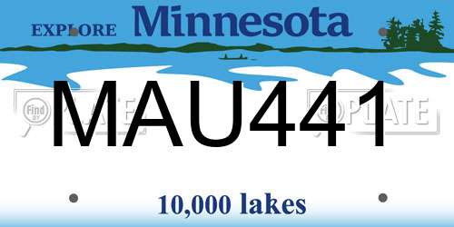 MAU441 Minnesota License Plate