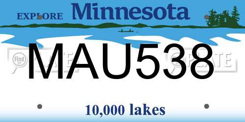MAU538 Minnesota License Plate